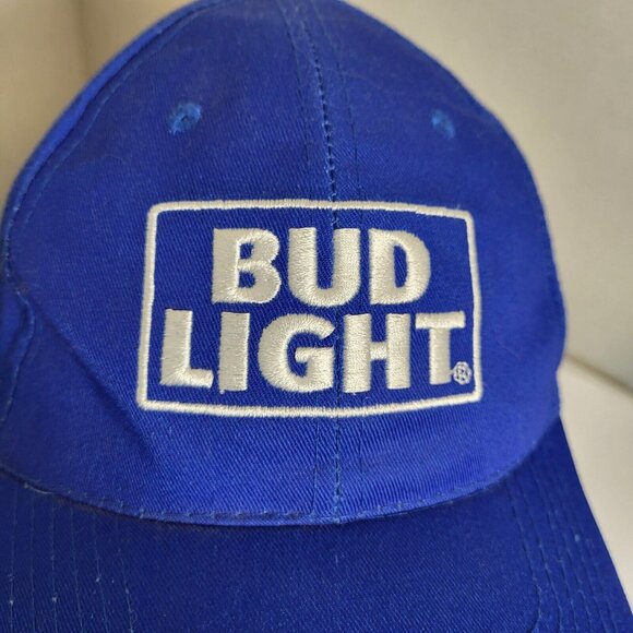 BUD LIGHT blue Hat Strapback Baseball Vintage Cap Dad Trucker - Picture 2 of 10